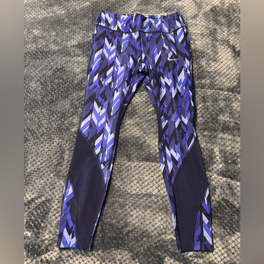 Nike Dri Fit Purple and Black Patterned Leggings